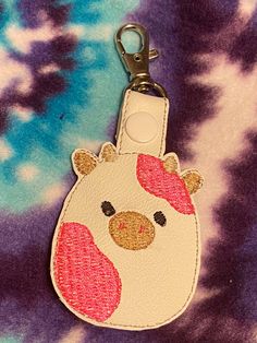 squish cow key fob bright pink spots can be any color spots Cute White Keychains For Everyday Use, Cute White Keychains For Personal Use, Cute White Keychain, Cute White Rectangular Keychain, Key Fob, Barrettes, Bright Pink, Cow, Pet Supplies