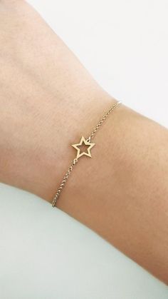 14K 9K Gold Star Bracelet Open Star Bracelet Solid Gold Star | Etsy Cute Star Bracelet, Dainty Yellow Gold Star Bracelet, Adjustable Gold Star-shaped Chain Bracelet, 14k Gold Star Charm Bracelet, 14k Gold Bracelets With Star Charm, Gold Star Charm Chain Bracelet, 14k Gold Bracelet With Star Charm, Adjustable Gold Star Chain Bracelet, Gold Chain Bracelet With Star Charm