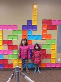 TETRIS WALL! Maybe use popsicle sticks to make the shapes stay together and velcro to let them play it on the wall? Or something like that?! Tetris Wall, Maker Fun Factory Vbs 2017, Maker Fun Factory Vbs, Ra Themes, Maker Fun Factory, Vbs Crafts