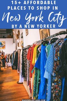 the new york city store with text overlay that reads 15 places to shop in new york