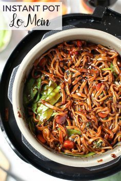 the instant pot is filled with noodles and vegetables