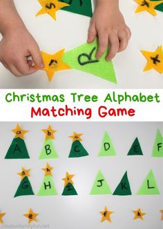 christmas tree alphabet matching game for kids