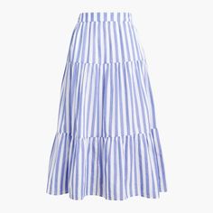 Questions? Leave A Comment Below! Pockets! Elastic Waistband Below Knee Length Fall Suit, Tiered Midi Skirt, Skirt For Women, Slip Skirt, Maternity Shops, Mid Length Skirts, Jcrew Women, Linen Shop, Stripe Skirt