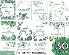 watercolor greenery cards with the words get together