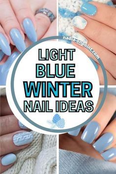 Light Blue Nails For Wedding, Winter Nail Designs Light Blue, Chic Blue Nails, Icy Blue And White Nails, Pale Blue Christmas Nails, Frosty Blue Christmas Nails, Light Sparkly Blue Nails, Winter Nail Ideas Short Nails, Ice Blue Winter Nails