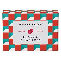 a red and green box with the words games room on it's front cover