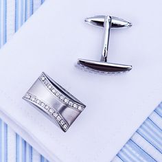 Rectangular Crystal Silver Cufflinks - SOPHGENT Adjustable Cufflinks For Business On Father's Day, Classic Stainless Steel Business Jewelry, Silver Rectangular Cufflinks For Business, Classic Silver Rectangular Cufflinks, Silver Stainless Steel Jewelry For Business, Silver Stainless Steel Business Jewelry, Modern Adjustable Cufflinks For Business, Modern Silver Cufflinks, Luxury Silver Cufflinks For Father's Day