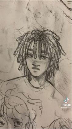 a drawing of a woman with dreadlocks on her head and another girl in the background