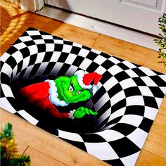 the grino christmas rug is on the floor