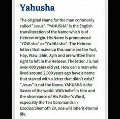 an image of a page with the words yahusha written in blue on it