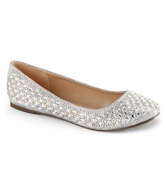 Silver Rhinestone Round Toe Flats - Unique Vintage - Womens, SHOES, FLATS Homecoming Accessories, Homecoming Shoes, Prom Accessories, Prom Shoes, Glitter Fabric, Silver Rhinestone, Bridal Shoes, Silver Glitter, You Choose