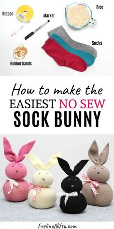 Make this no-seweasy Easter bunny craft in 5 minutes with materials you have at homeThese adorable bunnies can be used in home decorkids crafts, No Sew Sock Bunny, Easter Bunny Craft, Diy Osterschmuck, Sock Bunny, Bunny Craft, Diy Unicorn, Sewing Easy Diy, Easter Bunny Crafts, Easter Crafts Diy