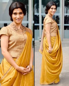 Long Saree Blouse Designs, Long Blouse Saree, Konkona Sen, Konkona Sen Sharma, Long Blouse Designs, Saree Blouse Neck Designs, Indian Saree Blouses Designs