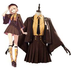 Skirt Cape, Okita Souji, Outfit Suit, Suit Shirt, Clothing Design Sketches, Anime Inspired Outfits, Costume Shoes, Kawaii Fashion Outfits