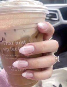 Light Pink Nails, A Cup Of Coffee, French Tip Nails, Fruit Smoothies, Pink Princess, Cup Of Coffee, Almond Nails, Nail Tips