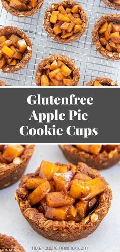 apple pie cookie cups on a cooling rack with the words glutenfree apple pie cookies