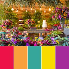 the color scheme is bright and colorful, with lots of flowers on display in different colors