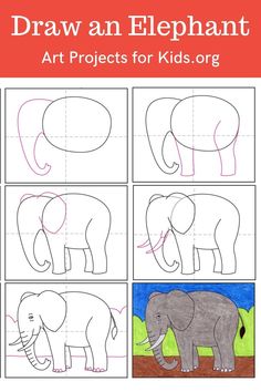 how to draw an elephant for kids