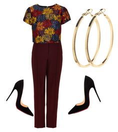 "Untitled #13" by angelika-rogers on Polyvore featuring TIBI, Alice + Olivia, Christian Louboutin and Pieces Fitted Pants, Red Crop Top, Black Pumps, Alice Olivia, Workout Pants, Christian Louboutin, Fashion Looks, Crop Top