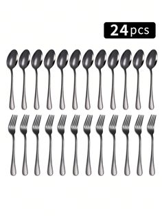 24 pieces stainless steel flatware forks and spoons