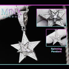 Star Necklace | Star Necklace Silver | Iced Out Necklace | Iced Out Pendant | Silver Necklace | Charm Necklace | Silver Star Necklace | Star Diamond Necklace | Mens Iced Out Jewellery | Hip Hop Chain | Hip Hop Necklace | Womens Bling | Rapper Jewellery | Buss Down Jewellery | Diamond Star Pendant | Star Pendant | Spinning Pendant | Spinner Pendant Minx London Iced Out Necklace | Star Necklace | Fashion Jewellery | Street Jewellery | Nightclub Jewellery. This can be a vibrant & selectively personal gift for your friends, family, associates or simply a special piece for yourself. The video of this Star Necklace was recorded by Minx London using an iphone. You Receive: * x1 Star Pendant & 24 Inch Rope Necklace  Specifications: * Chain Type: 24 Inch Stainless Steel Rope Chain * Plating: 925 Si Cheap Nickel-free Star-shaped Jewelry, Buss Down, Star Diamond Necklace, Iced Out, Diamond Star Necklace, Rapper Jewelry, Hip Hop Chains, Star Necklace Silver, Necklace Star