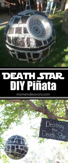 Easy DIY Star Wars Death Star Piñata - Mom Endeavors Star Wars Theme Party For Kids, Star Wars Birthday Party Decorations, Diy Star Wars Birthday, Star Wars Pinata, Crafts Star, Star Wars Party Decorations, Star Wars Birthday Party Ideas, Diy Star Wars