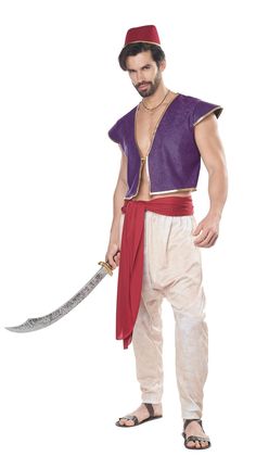 Dress up as the folk hero Aladdin and go from Street Rat to Prince and you can discover a whole new world! Costume includes the vest, shirt, pants, hat, waist sash. Available in two Men's sizes - Small/Medium or Large/XL. Costumes typically run a little smaller than regular clothing sizes. Please purchase accordingly. Other Aladdin costumes and accessories are sold separately on our page – subject to availability. Alladin Costume Men, Alladin Sane Costume, Aladdin Couple Costume, Aladdin Movie Costumes, Aladdin Cosplay, Arabian Theme, Aladdin Costume, Monkey Costumes, Waist Sash