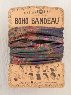 Border Print Boho Bandeau|Dark Patchwork-view 1 Bandeau Headband, Boho Bandeau, Effortless Outfit, Purple Accents, Bandeaus, Wide Headband, Boho Hairstyles, Pretty Patterns, Natural Life