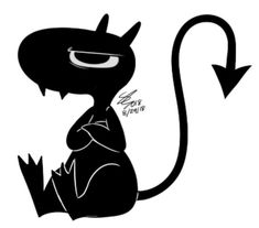 a black and white drawing of a cat with an arrow pointing to it's tail