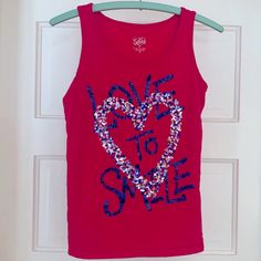 This Tank Is Flawless, Was Only Worn Once, Looks Brand New. Sequin Detail Is Beautiful! Fun Red Top For Playwear, Fun Red Tops For Playwear, Fun Sleeveless Tops For Playwear, Red Sleeveless Playwear Top, Red Sleeveless Top For Playwear, Fun Red Sleeveless Top, Spring List, Justice Clothes, Summer List