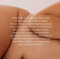 the back of a woman's stomach with a poem written in white on it