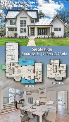 the floor plan for this modern farmhouse house