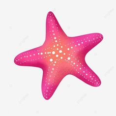 a pink starfish with white dots on it's body, illustration, cartoon png and psd