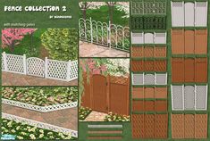 the fence collection 2 is shown in four different styles and colors, including white pickets