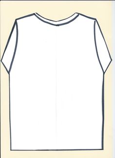 a drawing of a white t - shirt with black lines on the front and back