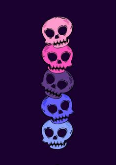 three skulls are stacked on top of each other in the same color and size,