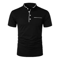 Season:Summer; Fabric:Cotton Blend; Sleeve Length:Short Sleeve; Look After Me:Wet and Dry Cleaning,Washable; Gender:Men's; Style:Comfortable,Fashion,Basic; Elasticity:Micro-elastic; Tops Type:Golf Shirt,Polo Shirt; Occasion:Holiday,Casual; Fit Type:Regular Fit; Pattern:Plain; Design:Button; Neckline:Stand Collar; Listing Date:03/28/2023; Bust:; Length:; Shoulder Width: Tuxedo Shirt Men, Banded Collar Shirts, Womens Basic Tops, Mens Outdoor Jackets, Grey Polo Shirt, Style Comfortable, White Polo Shirt, Outwear Women, Trench Coat Men