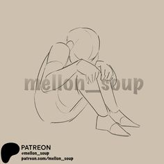 a drawing of a person sitting on the ground