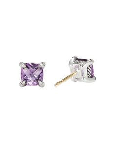 David Yurman Chatelaine Stud Earrings with Amethyst and Diamonds Luxury Silver Amethyst Earrings, Luxury Purple Sterling Silver Earrings, White Gold Amethyst Earrings Fine Jewelry, Chatelaine, David Yurman, Diamond Jewelry, Jewelry Accessories, Amethyst, Pick Up