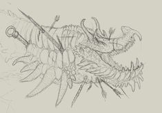 a drawing of an animal with claws on it's back