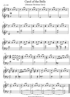 carol of the bells sheet music for violin and piano with notes, chords and tabs