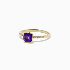 Effy 14K Yellow Gold Amethyst and Diamond Ring, 0.75 TCW Amethyst And Diamond Ring, Yellow Stone, Gold Yellow, Sapphire Ring, Round Diamonds, Gold Metal, Diamond Ring, Sapphire, Amethyst