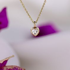 "Sparkling Solitaire Diamond Heart Pendant - Bezel inlay, Luxurious Gold Charm Handcrafted for unforgettable elegance and Timeless Beauty! * Made to Order * Ready to Ship in 7-10 Business Days * Stock Number: 80494 * Gold Kt: 14K (Please message me if you want 18K) * Custom Gold Color: Rose Gold, Yellow Gold, White Gold ITEM DETAILD * Certificate Yes, Additional Cost $50 by Request * Approx. Band Width: From 1.60mm to 7.00mm * Setting TypeBezel * One 14k yellow gold pendant with chain (14k stamp Luxury Single Diamond Necklace For Wedding, Yellow Gold Heart Cut Diamond Necklace For Wedding, Luxury Heart Pendant Diamond Necklace For Wedding, Classic Jewelry With Bezel Setting For Valentine's Day, Classic Bezel Set Jewelry For Valentine's Day, Elegant Heart Cut Diamond Necklace For Valentine's Day, Elegant Formal Diamond Necklace With Heart Charm, Elegant Heart-shaped Diamond Necklace For Wedding, Heart Cut Brilliant Diamond Wedding Necklace