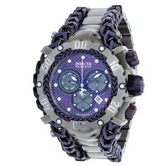 This beautiful Invicta Reserve watch contains a precise Quartz movement in addition to titanium, purple case. Its face displays a purple, gunmetal , metal dial protected by a highly resistant Flame Fusion Crystal. This timepiece is completed by a titanium, purple , stainless steel band and it offers water resistance of up to 200 m. The exceptional taste and distinguished palette of the connoisseur will discover timeless pleasure within the Invicta Reserve collection. Specially developed for thos Mens Invicta Watches, Purple Cases, Best Watches, Best Watches For Men, Invicta Watches, Fashion Statements, Watches Unique, Purple Band, Men's Watches