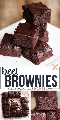 brownies stacked on top of each other with the words beef brownies above them