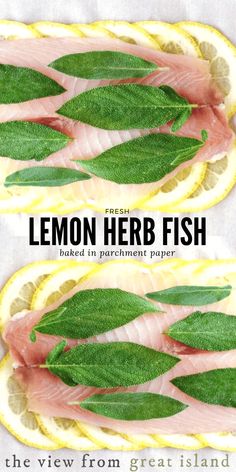 lemon herb fish is shown in two separate images