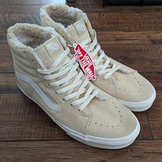 New Mens Vans Sk8-Hi Cozy Biscotti Sherpa Faux Fur Sneaker Shoes Size 11.5. They Are Mens Size 11.5 Which Is Equivalent To A Women's Size 13. Unworn With The Original Tag Attached, Please Refer To All Of The Images. Happy Shopping! Vans #: Vn0a7q5nbvv Will Ship Same Or Next Day, Bundle To Receive A Discount And Only Pay 1 Shipping Price! Fuzzy Vans High Top, Suede Sneakers For Streetwear In Winter, Winter Suede Sneakers For Streetwear, Beige Lace-up Winter Sneakers, Vans Winter Sneakers With Round Toe, Vans Round Toe Winter Sneakers, Vans Round Toe Sneakers For Winter, Cream Low-top Winter Sneakers, Vans Leather Winter Sneakers