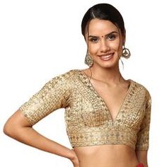 Gold color Blouse in Blended fabric with Embroidered work Copper Fabric, Golden Blouse, Formal Saree, Saree With Belt, Floral Print Sarees, Saree Sale, Padded Blouse, Color Blouse, Readymade Saree