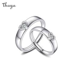 These Cherished Hollow Heart Couple Rings symbolize the bond and connection between two people. Carefully crafted in pure silver, they are not just a stylish accessory, but also a sturdy reminder of the love and commitment between partners. The rings can be worn separately or together, adjusting to fit perfectly on any finger.   - Brand: Thaya  - Material: 925 Silver  - Weight: Male 2g, Female 1.5g  - Shape: Love/Heart-shaped  - Gender: Couple   Open ring, adjustable, size for reference    Women's rings are suitable for the United States Size: 6-7, the inner diameter is about 16.5-17.3mm    Men's rings are suitable for US Size: 8-9, inner diameter is about 18.1-19mm   ） White Sterling Silver Couples Rings, Elegant Silver Couple Rings For Valentine's Day, Valentine's Day Couples Jewelry In White Gold, Valentine's Day Couples White Gold Jewelry, Valentine's Day Couples' White Gold Jewelry, Minimalist Silver Heart Ring For Promise, White Couples Rings For Valentine's Day, Couple Open Rings For Valentine's Day Anniversary, Couple's Open Rings For Valentine's Day Anniversary