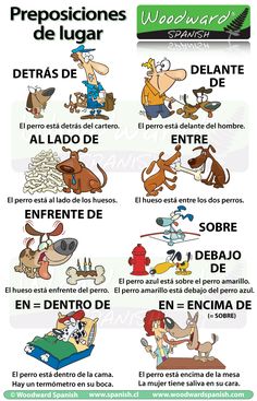 the spanish language poster shows different types of dogs and their names in english, spanish, and